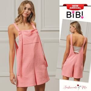 BiBi Texured Jacquard Side Pockets Sleeveless Relaxed Fit Romper | Blush Pink